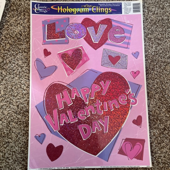 Lot Of 6~Valentine's Day Cupid Happy Valentine's Day Glitter Window Clings Sheet - Picture 4 of 7